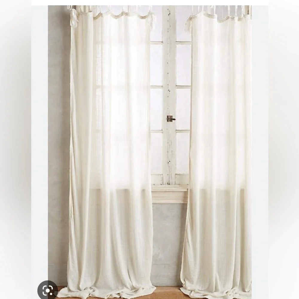 Anthropologie Cotton Tie-Top Curtain 50”X 96” set of 2 panels